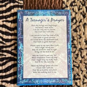 Inspirational Teenager’s Prayer Plaque, pet/smoke free home, stand not included.